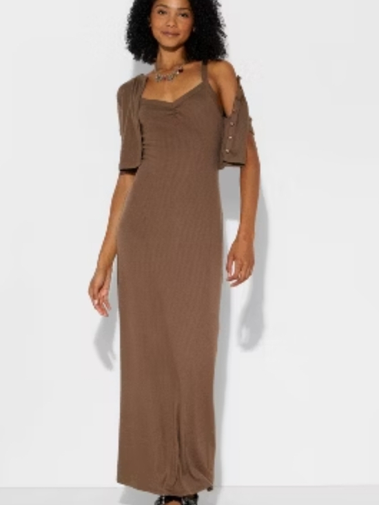 wild fable Dresses & Skirts - wild fable Brown Ribbed Maxi Dress